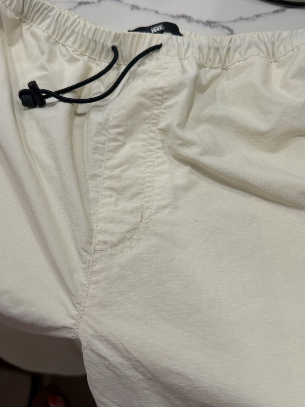 Vans Cream Riley Cargo Parachute Pants with Drawstring Waist - Picture 9 of 9